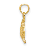 14K Yellow Gold Crab Pendant for Men with Polished Finish and Textured Detail